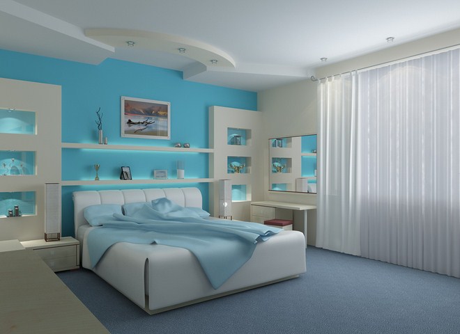  Desain  Kamar  Tidur Minimalis dengan Nuansa Biru  Cerah 