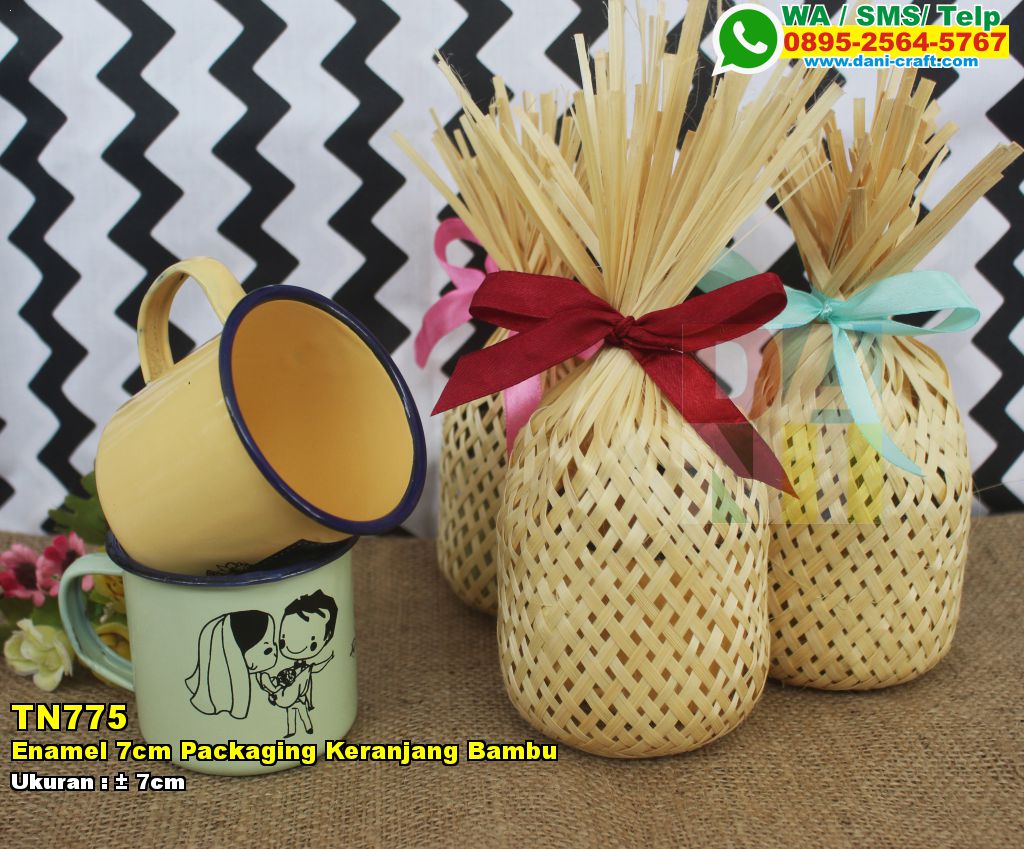 Enamel 7cm Packaging Keranjang  Bambu  Souvenir Pernikahan