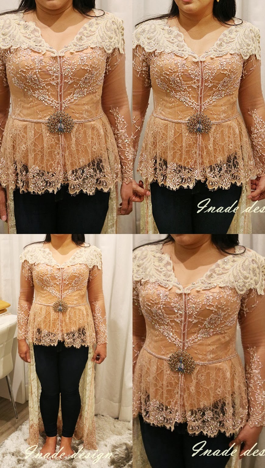 INADE DESIGN Dusty Pink Cream Kebaya Pengantin model 