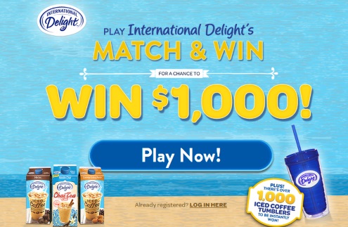 International Delight Free Iced Coffee Tumbler Delight Match & Win Contest