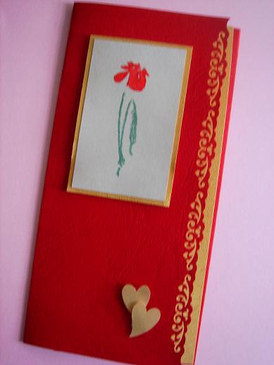 This wedding card was handmade for Li Chen Handstamped and embossed iris