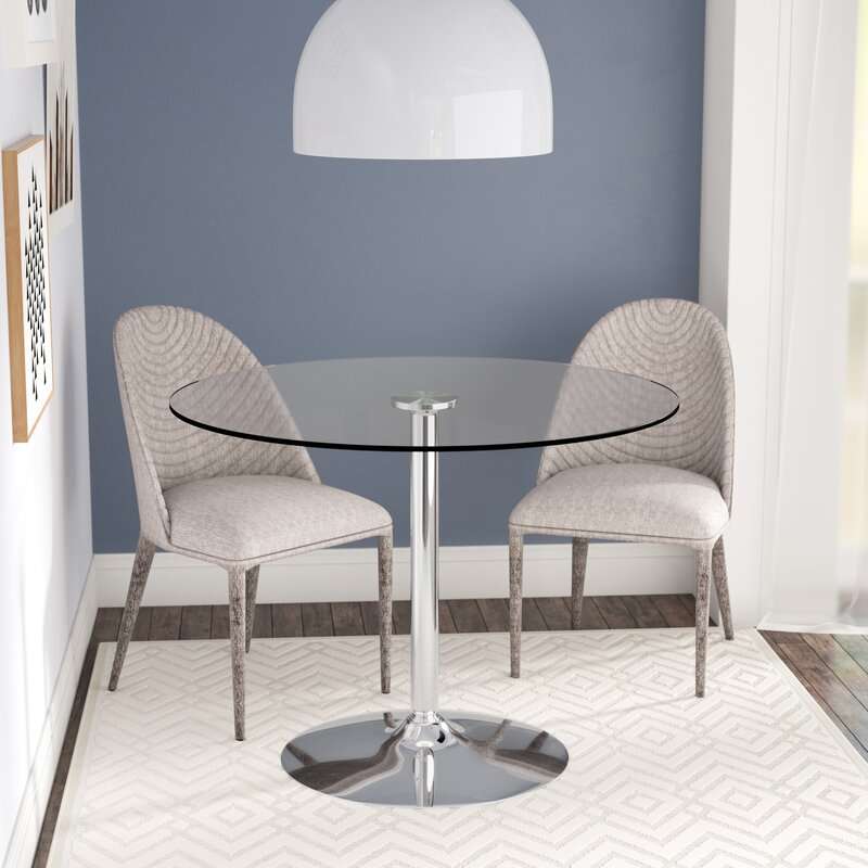 Cavell Round Glass Dining Table by Wade Logan