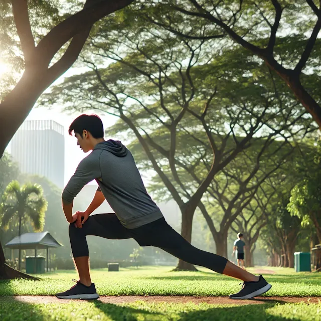 A person exercising in a park