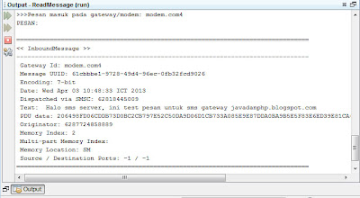 Membaca SMS pada Modem Aplikasi SMS Gateway dengan Java menggunakan SMSLib