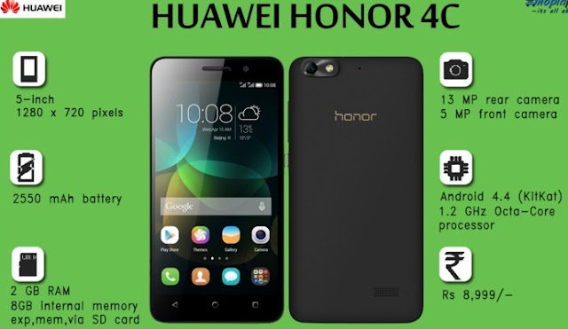 Harga HP Huawei Honor 4C Tahun Ini Lengkap Dengan Spesifikasi Kamera 13 MP Harga 1.7 Jutaan