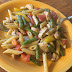 Chicken Pesto Pasta with green beans, bell peppers and diced tomatoes