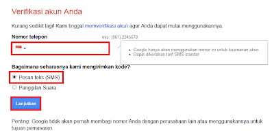 verifikasi akun dengan sms