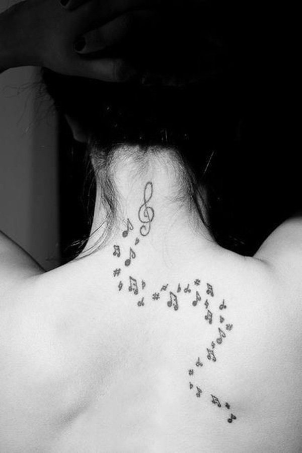 Pescoço música tatuagem desenhos para as mulheres