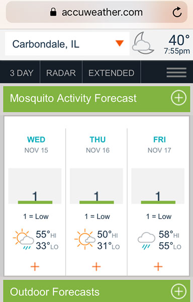 Dark skies are important, but don't go out without the mosquito forecast (Source: Palmia Observatory)