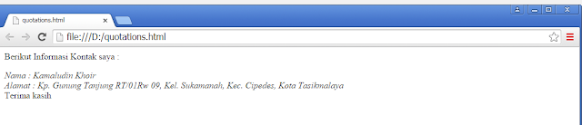 Tutorial HTML Membuat Kutipan (quotations)