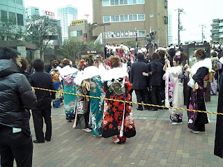 in front of the hall which the ceremony is held