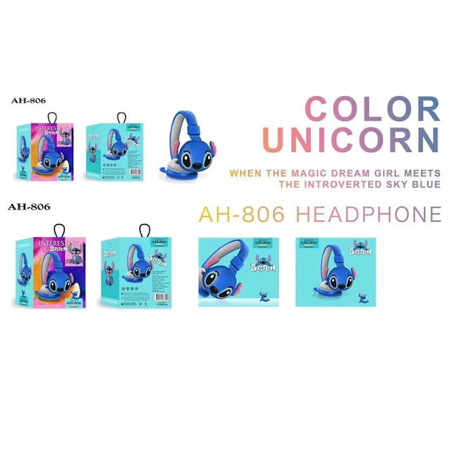 New Disney Stitch Wireless Bluetooth Headphones AH-806 HIFI Sound