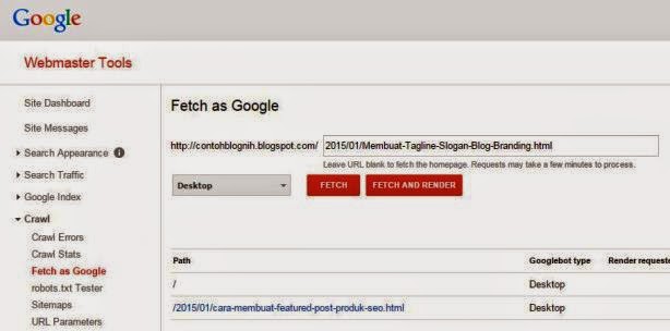 Fetch as Google - Cepat Indeks