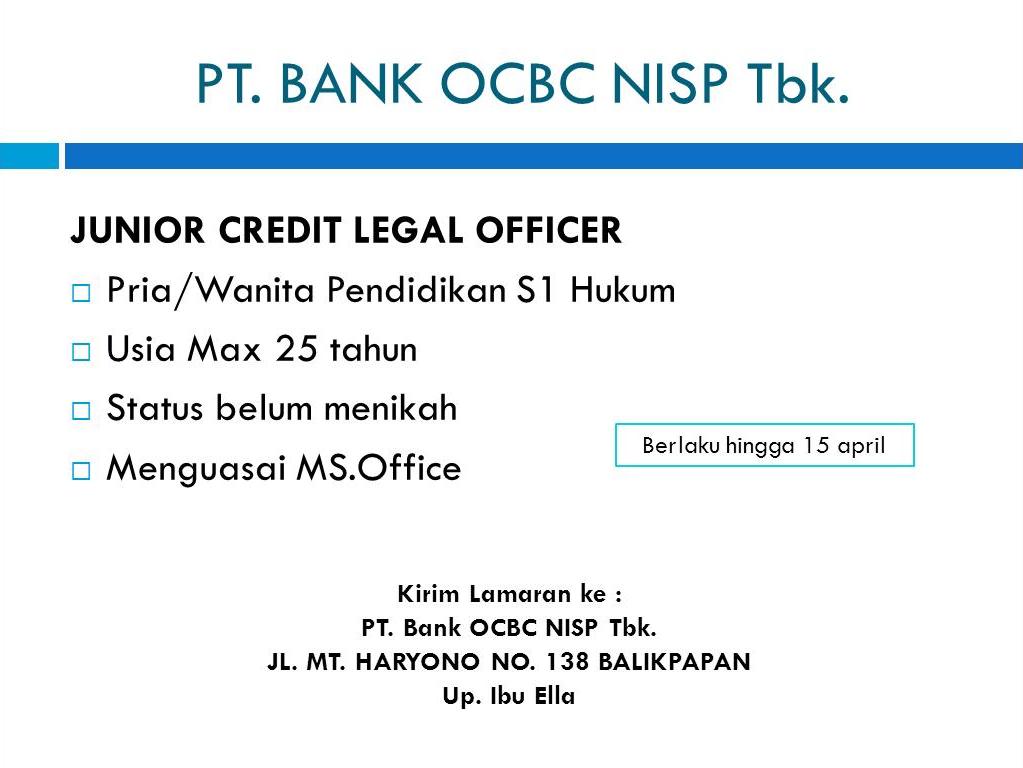 Lowongan Kerja Kota Balikpapan: Lowongan BANK OCBC NISP