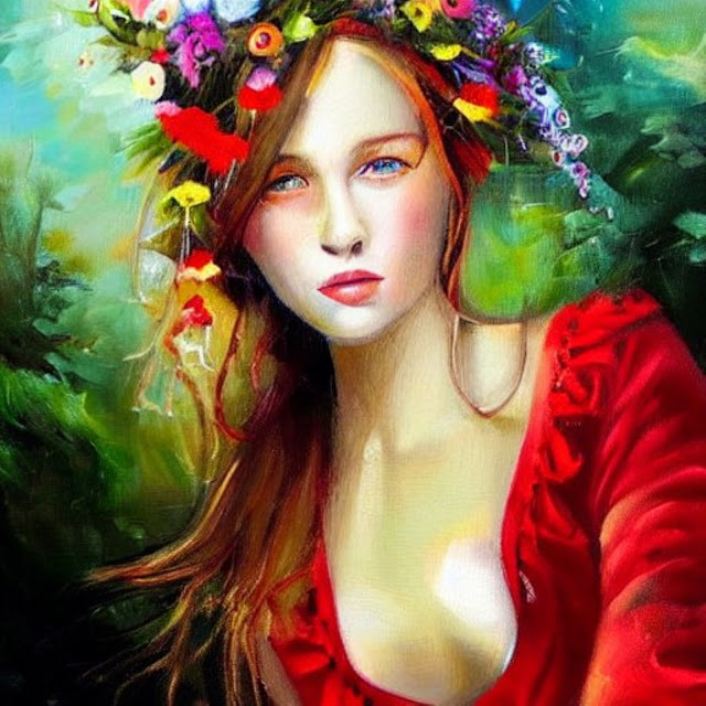 ART GALLERY - Art Drawing  Woman with Flowers Wallpaper HD