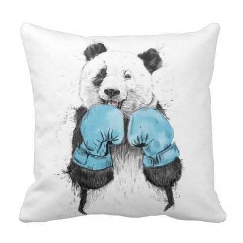 Giant Panda the Boxer | Fun Art Throw Pillow