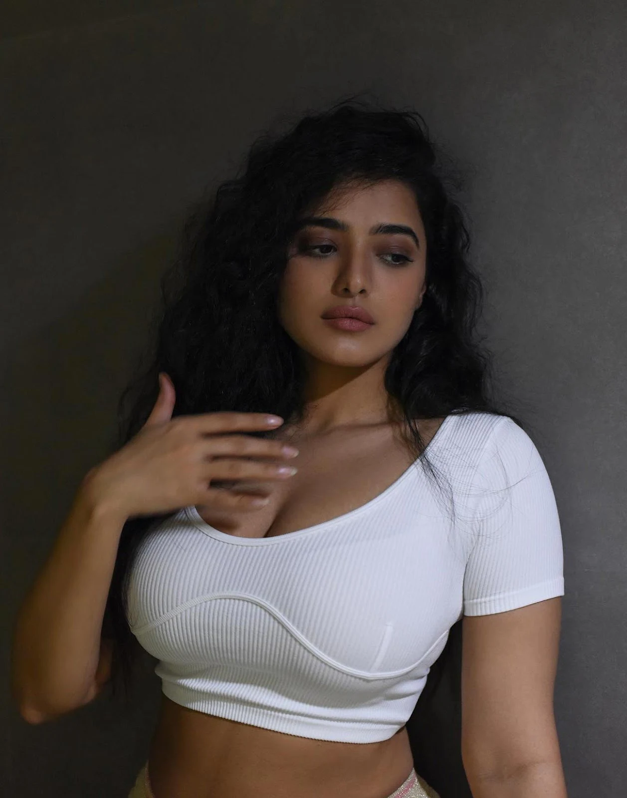 ketika sharma cleavage white top busty curvy indian actress