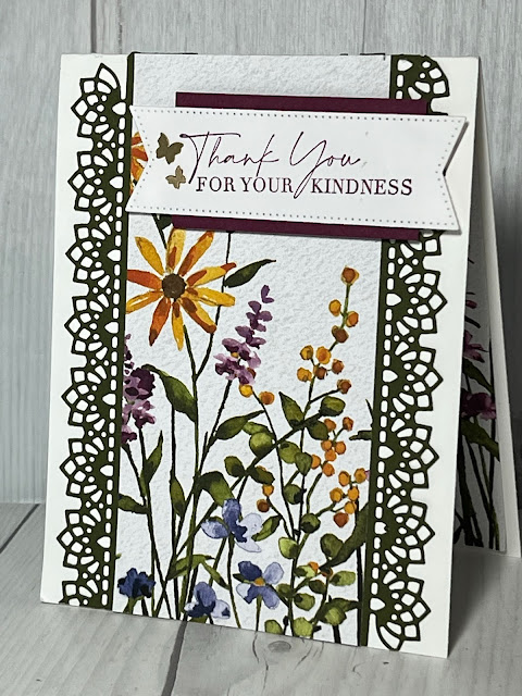 Handmade floral greeting card using Dainty Flowers Designer Series Paper and dainty Delight Stamp Set from Stampin' Up!