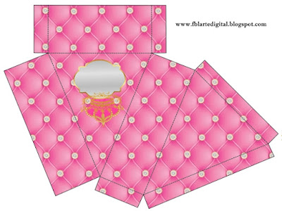 Golden Crown in Pink and Diamonds Free Printable Box.