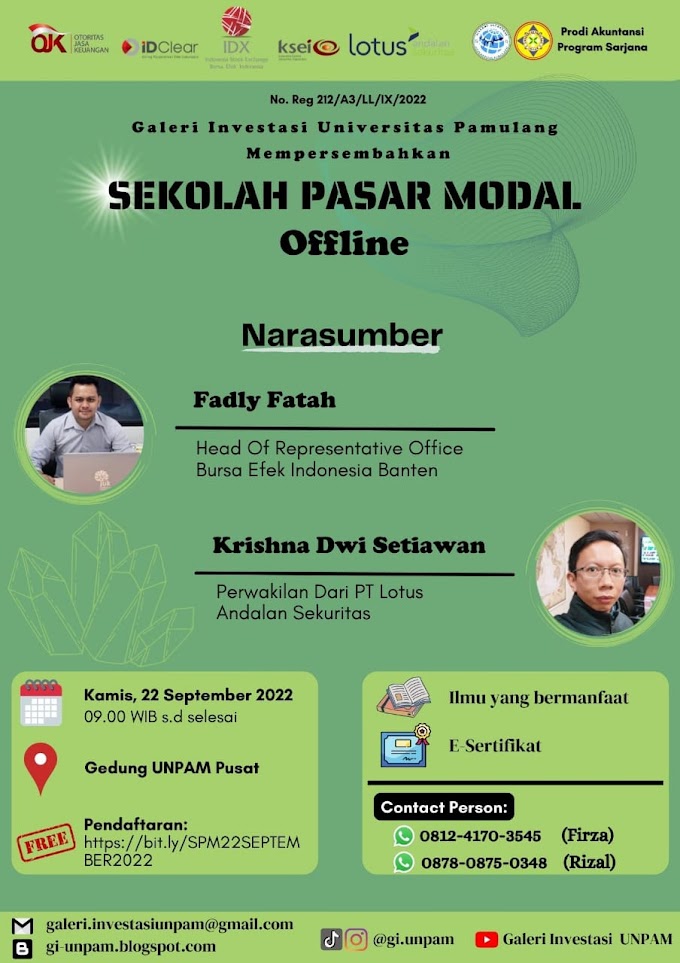  SEKOLAH PASAR MODAL OFFLINE 22  September 2022