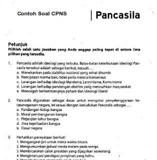 Download Contoh Soal Ujian CPNS Tes Tulis Pancasila