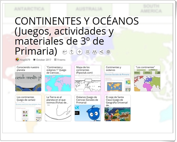 "9 Juegos, actividades y materiales para el estudio de CONTINENTES Y OCÉANOS en 3º de Primaria"