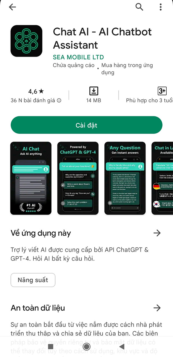 Chat AI - AI Chatbot Assistant - ứng dụng trò chuyện thông minh bởi API Chat GPT b