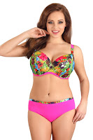 Costum de baie doua piese Flowers Pink, cupe neintarite • Lupoline