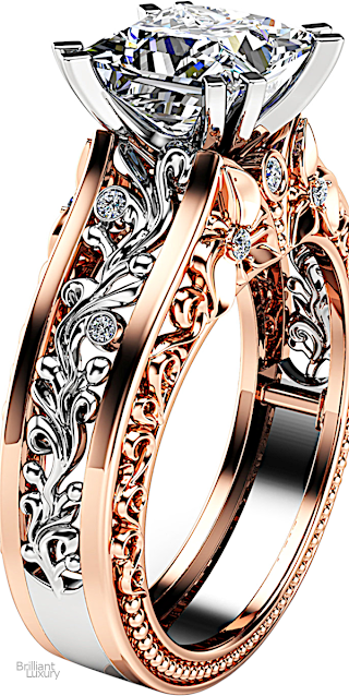 ♦Ayala solitaire diamond swirl design engagement ring #jewelry #rings #brilliantluxury