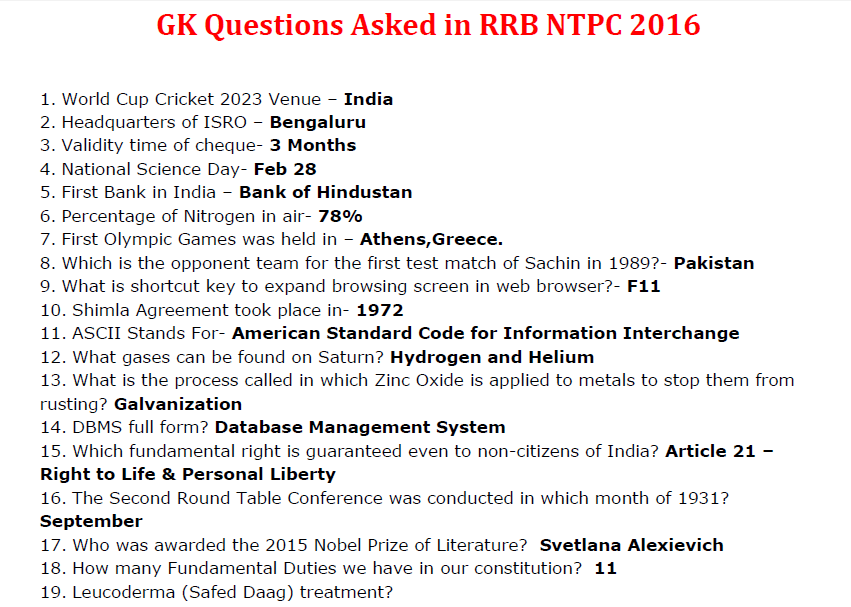 1000 Gk One Liners Asked In Rrb Ntpc Exam Pdf Download Qmaths