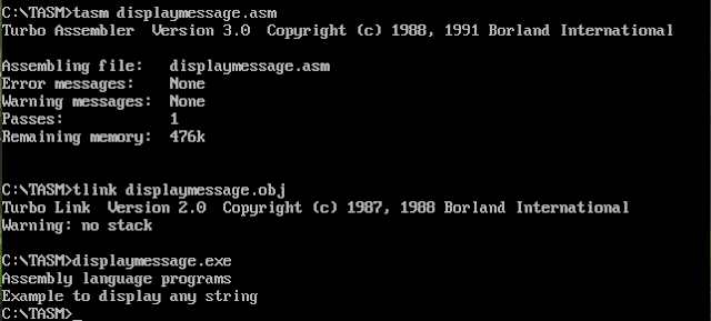 display any message in assembly language.