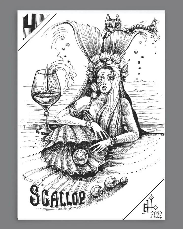 05-A-love-for-seafood-2022-Inktober-Drawings-Elena-Niss-www-designstack-co