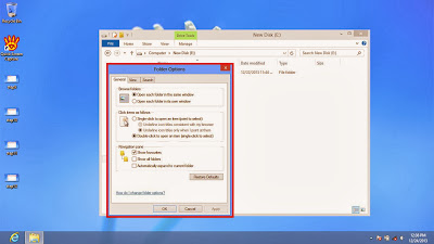 Learn how to disable show or don't show hidden files and folders in windows 8 step13