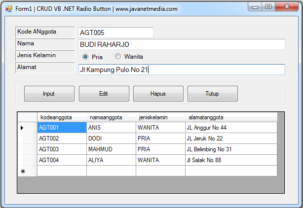 Cara Input Data Menggunakan Radio Button Pada VB .NET