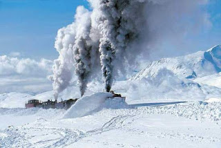 train crossing the tick snow