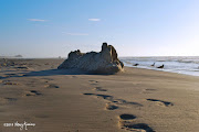 Footprints in the Sand at Padre Island (padre sand castle wmk)