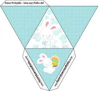 Easter Bunny with Light Blue and White Squares: Free Printable Boxes.