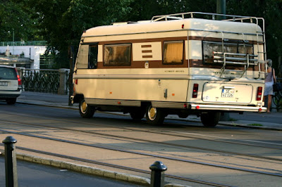 Rolling through Prague in a motor home