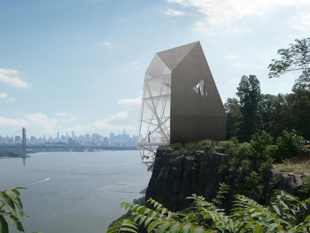 Photo of the house on the cliff with the views of Manhattan