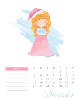 Princesas Disney: Calendario 2021 para Imprimir Gratis.