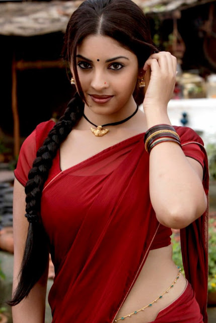 Richa Gangopadhyay Hot Stills in Red Saree - Tollywood Picture Spotlite