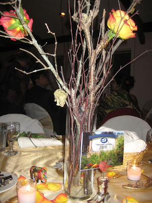 the table decorations at the wedding reception Elephants cowboy boots