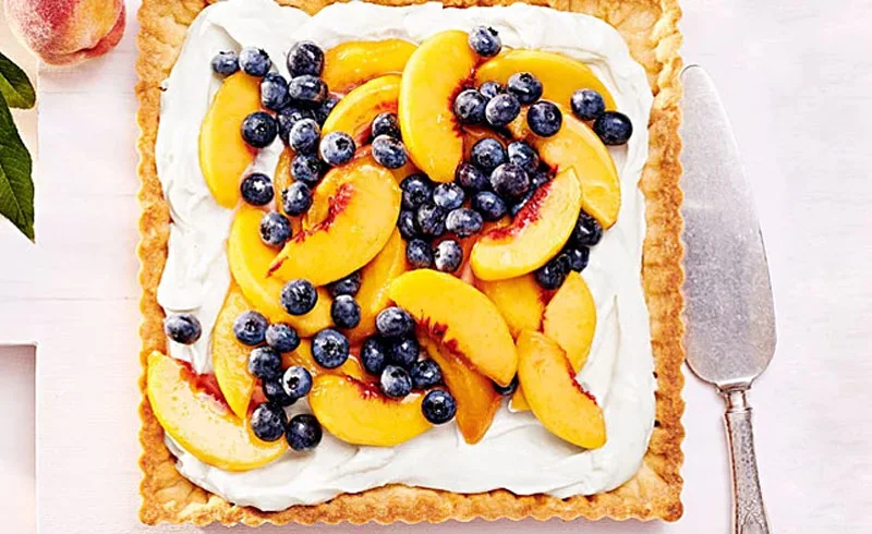 Peach and Blueberry Tart with Cream Cheese Filling