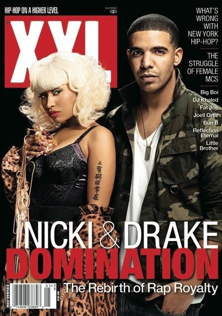 A blonde Nicki Minaj (alongside Drake) covers the latest issue of XXL.