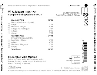 back - Mozart - Complete String Quintets Vol. 3 - Ensemble Villa Musica