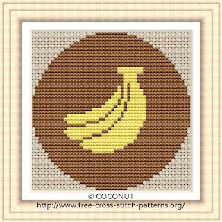 BANANA FRUIT ICON, FREE AND EASY PRINTABLE CROSS STITCH PATTERN