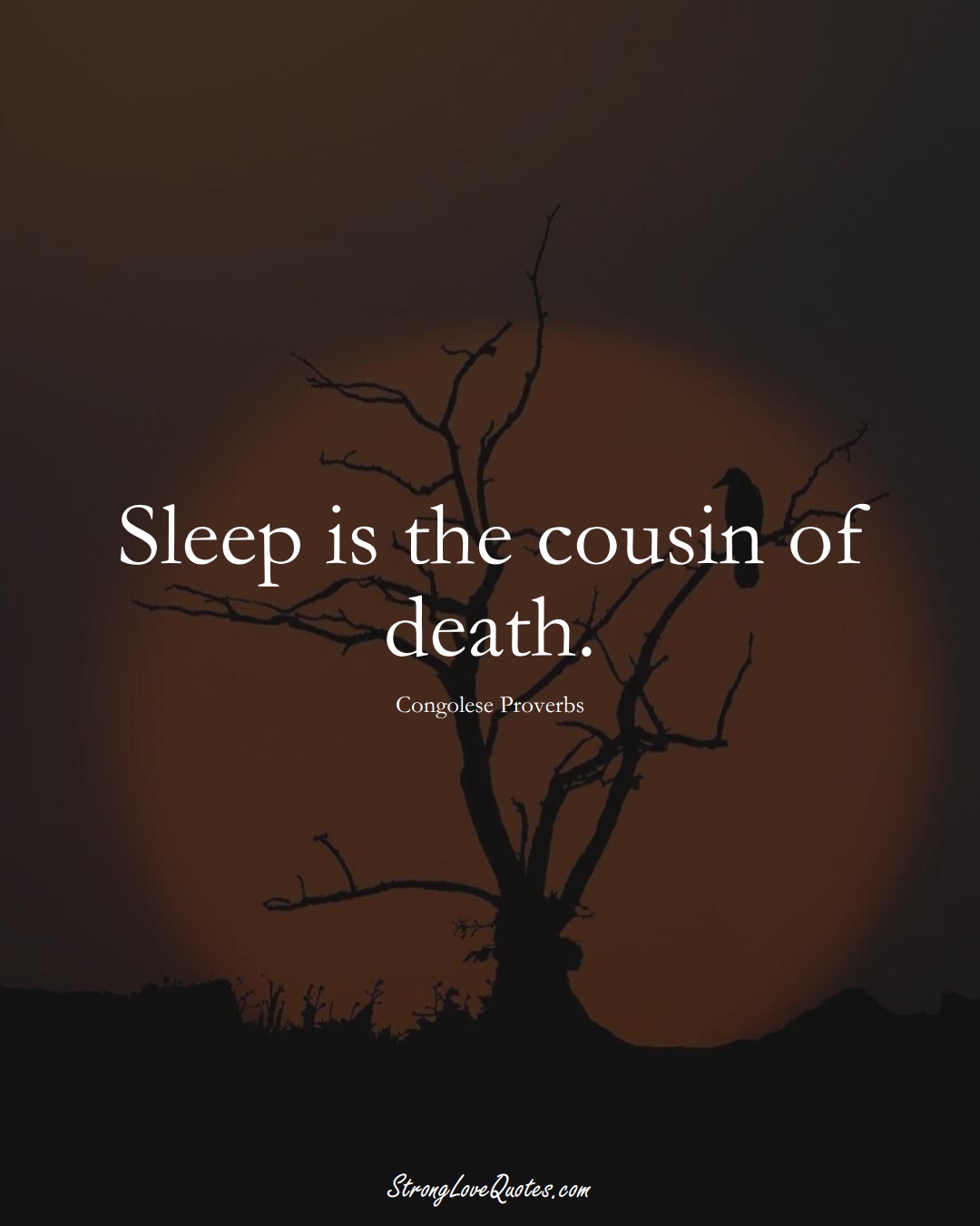 Sleep is the cousin of death. (Congolese Sayings);  #AfricanSayings