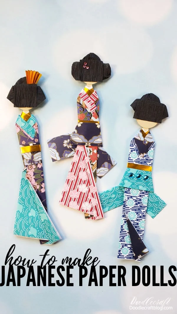 Learn how to make Japanese paper dolls with origami paper.