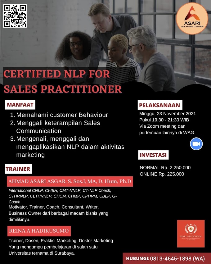 Gelar Non Akademik Certified NLP For Sales Practitioner 