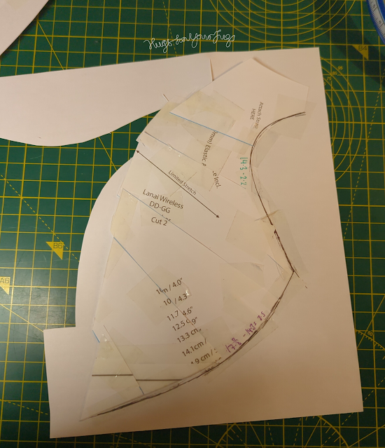 The pattern piece was taped down and a drawing curve used to smooth the bumpy seamlines